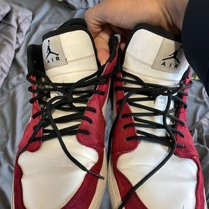 jordan retro v.1 white/black-gym reds